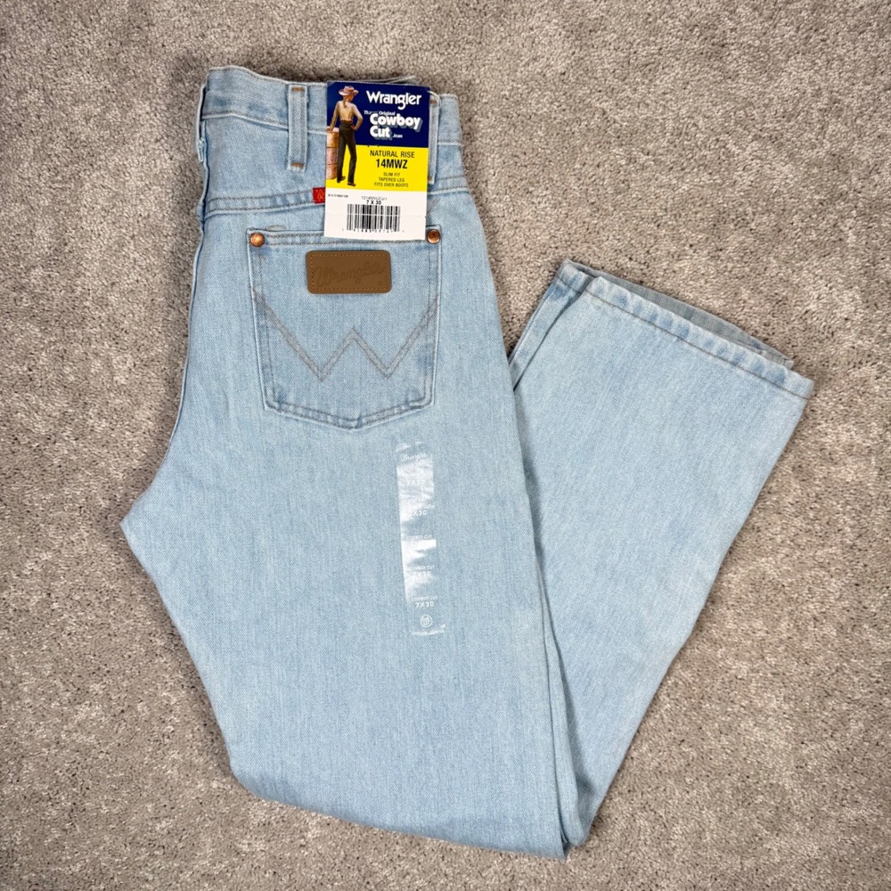 Wrangler Cowboy Cut 14MWZ Slim Fit Tapered Leg Jeans Light Wash 7x30 NWT